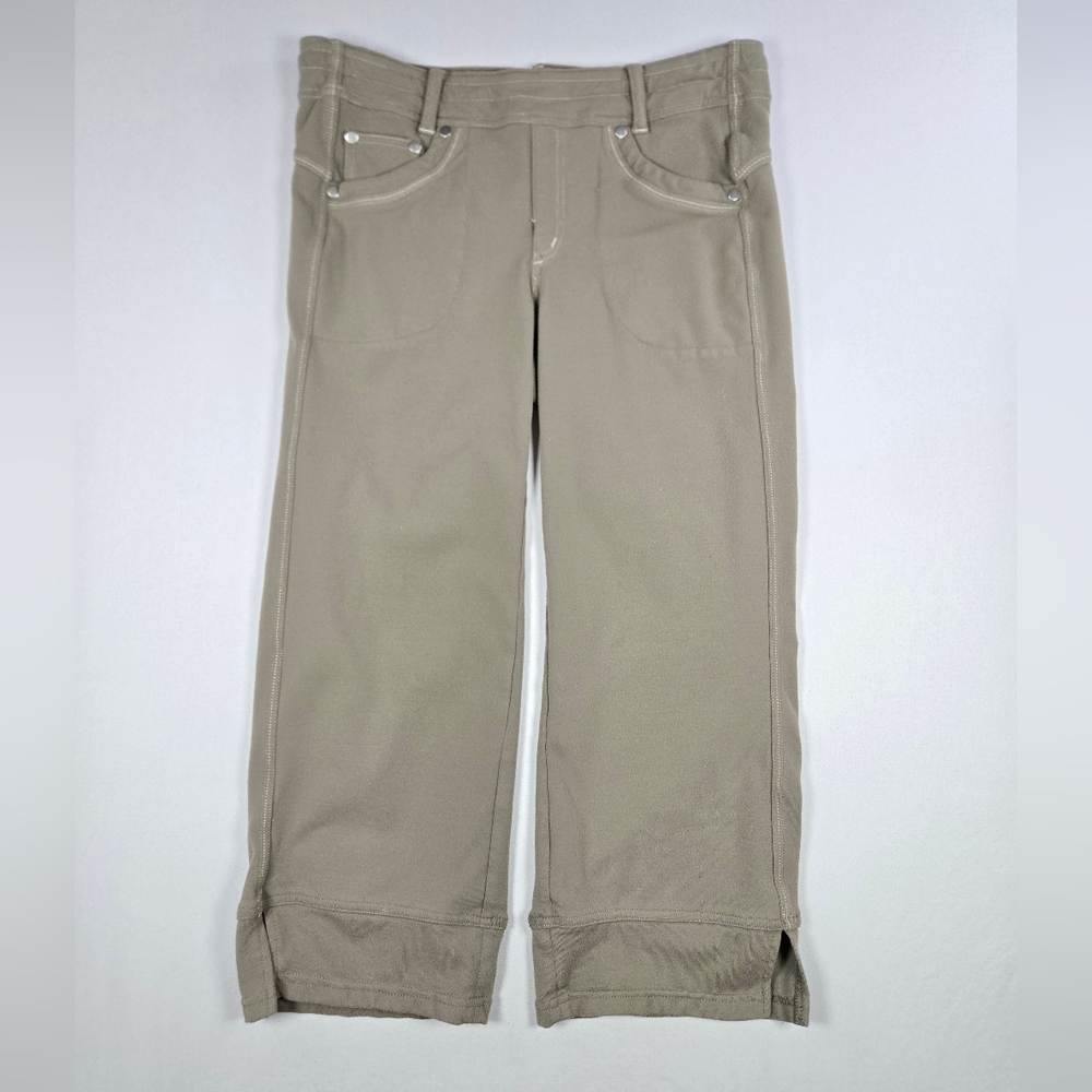 KÜHL Women’s Capria Wide Leg Utility Crop Pants Khaki Olive Gorpcore Size 6 W28
